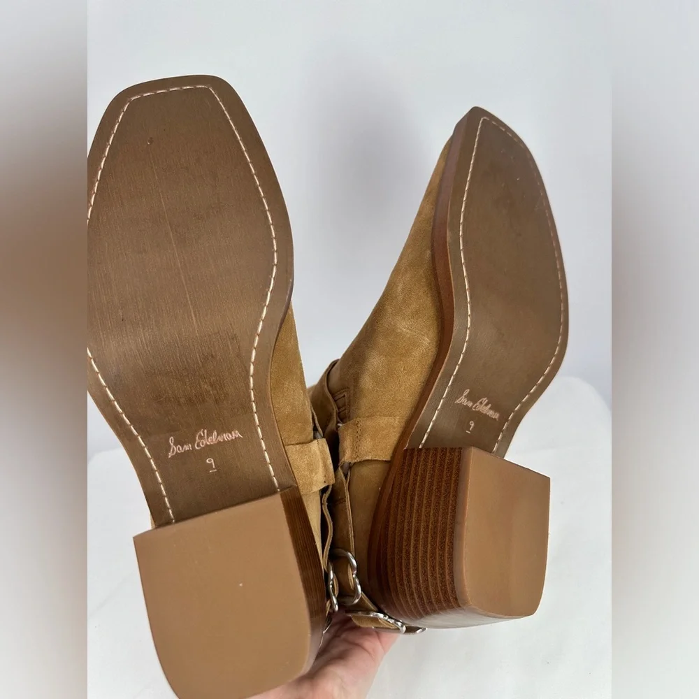 Sam Edelman | Women’s 9 Bellamie Brown Leather Ankle Boots Suede Weste… - Picture 5 of 10